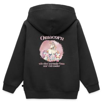 Einhorn Fan Omacorn Grandma Muttertag Granny - Kinder Premium Organic Zip Hoodie - Schwarz - Hinten - AI Model Kid Male (0cm)