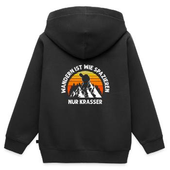 Wanderer Wandern ist wie spazieren nur krasser - Kinder Premium Organic Zip Hoodie - Schwarz - Hinten - AI Model Kid Male (0cm)