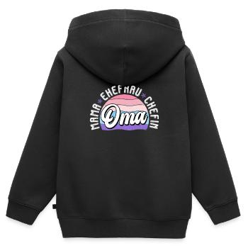 Oma Chefin Großmutter Muttertag Granny Ehefrau - Kinder Premium Organic Zip Hoodie - Schwarz - Hinten - AI Model Kid Male (0cm)