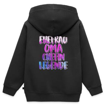 Oma Chefin Großmutter Muttertag Granny Ehefrau - Kinder Premium Organic Zip Hoodie - Schwarz - Hinten - AI Model Kid Male (0cm)