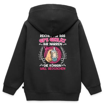 Geocacher Reichet mir das GPS Gerät ihr Narren - Kinder Premium Organic Zip Hoodie - Schwarz - Hinten - AI Model Kid Male (0cm)