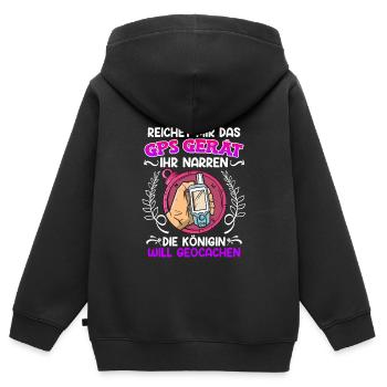 Geocacher Reichet mir das GPS Gerät ihr Narren - Kinder Premium Organic Zip Hoodie - Schwarz - Hinten - AI Model Kid Male (0cm)