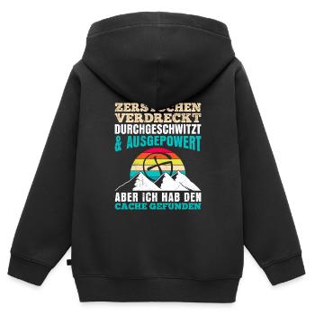 Geocacher GPS Ich hab den Cache gefunden - Kinder Premium Organic Zip Hoodie - Schwarz - Hinten - AI Model Kid Male (0cm)