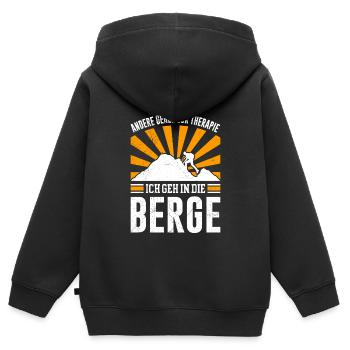 Andere gehen zur Therapie Ich geh in die Berge - Kinder Premium Organic Zip Hoodie - Schwarz - Hinten - AI Model Kid Male (0cm)