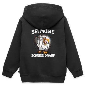 Sei Möwe Scheiss drauf Möwen Vogelliebhaber - Kinder Premium Organic Zip Hoodie - Schwarz - Hinten - AI Model Kid Male (0cm)