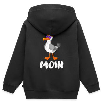 Moin Möwe Norddeutschland Plattdeutsch Möwen - Kinder Premium Organic Zip Hoodie - Schwarz - Hinten - AI Model Kid Male (0cm)