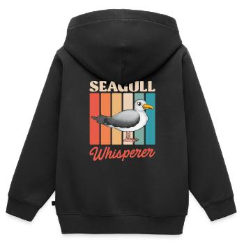 Seagull Whisperer Vogelliebhaber Seevogel - Kinder Premium Organic Zip Hoodie - Schwarz - Hinten - AI Model Kid Male (0cm)
