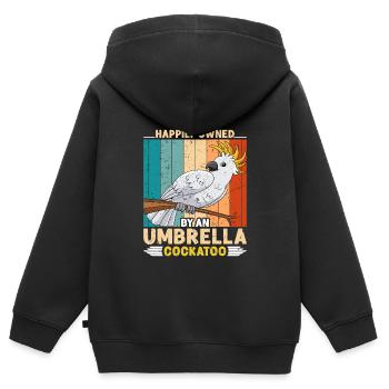 Kakadus Happily owned by an Umbrella Cockatoo - Kinder Premium Organic Zip Hoodie - Schwarz - Hinten - AI Model Kid Male (0cm)