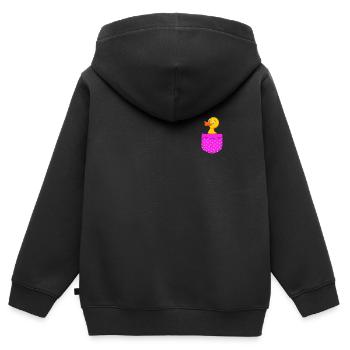 Chemise canard canard canard éventail canard oiseaux canards canards - Sweat Premium à capuche zippé enfant bio - noir - Dos - AI Model Kid Male (0cm)