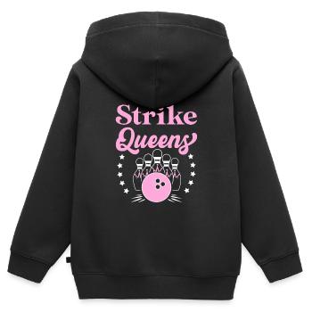 Strike Queens Bowling Femmes Bowling - Sweat Premium à capuche zippé enfant bio - noir - Dos - AI Model Kid Male (0cm)