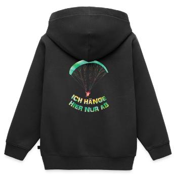 Gleitschirmflieger Ich Hänge hier nur Ab - Kinder Premium Organic Zip Hoodie - Schwarz - Hinten - AI Model Kid Male (0cm)