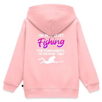 Speerfischen Not just Fishing for Compliments - Kids Premium Organic Zip-up Hoodie - rose - Back - AI Model Kid Female (0cm)