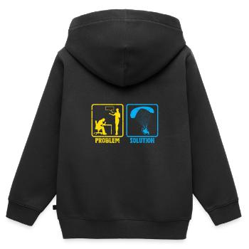 Gleitschirmflieger Problem Solution Paraglider - Kids Premium Organic Zip-up Hoodie - black - Back - AI Model Kid Male (0cm)