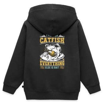 Wels Angeln Je pêche pour Catfish Waller Angler - Sweat Premium à capuche zippé enfant bio - noir - Dos - AI Model Kid Male (0cm)