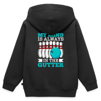 Bowling My Mind est toujours dans le gouttière Bowler - Sweat Premium à capuche zippé enfant bio - noir - Dos - AI Model Kid Male (0cm)