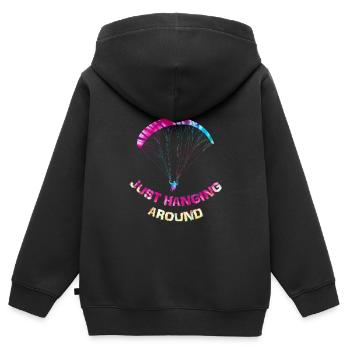 Gleitschirmflieger Ich Hänge hier nur Ab - Kinder Premium Organic Zip Hoodie - Schwarz - Hinten - AI Model Kid Male (0cm)