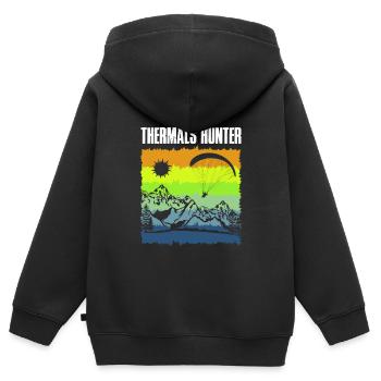 Thermik Jäger Gleitschirmflieger Piloten - Kinder Premium Organic Zip Hoodie - Schwarz - Hinten - AI Model Kid Male (0cm)