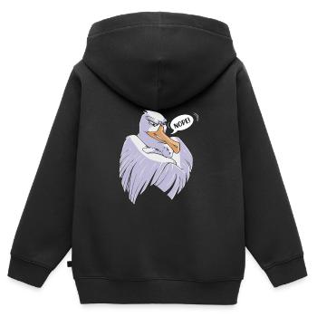 Mouettes têtues NOPE! Oiseau côtier Mouette - Sweat Premium à capuche zippé enfant bio - noir - Dos - AI Model Kid Male (0cm)