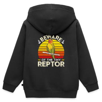 Liebesvogel Méfiez-vous des minuscules tourtereaux Reptor - Sweat Premium à capuche zippé enfant bio - noir - Dos - AI Model Kid Male (0cm)