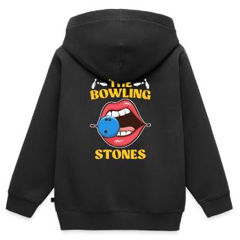 Joueur de quilles La boule de bowling Stones - Sweat Premium à capuche zippé enfant bio - noir - Dos - AI Model Kid Male (0cm)