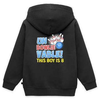 B-Day Kids incroyable! Ce garçon a 8 ans - Sweat Premium à capuche zippé enfant bio - noir - Dos - AI Model Kid Male (0cm)