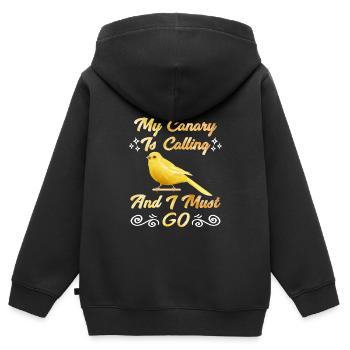 Kanarien My Canary is calling I must go Singvögel - Kinder Premium Organic Zip Hoodie - Schwarz - Hinten - AI Model Kid Male (0cm)