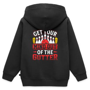 Joueurs de quilles Sortez votre du caniveau - Sweat Premium à capuche zippé enfant bio - noir - Dos - AI Model Kid Male (0cm)