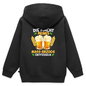 Macht meines Mass-Anzugs Entfesseln - Kinder Premium Organic Zip Hoodie - Schwarz - Hinten - AI Model Kid Male (0cm)