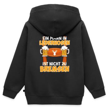 München Ein Mann in Lederhosen - Kinder Premium Organic Zip Hoodie - Schwarz - Hinten - AI Model Kid Male (0cm)