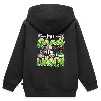 Mein Dirndl is in da Wäsch Bayerisches Dirndl Shir - Kinder Premium Organic Zip Hoodie - Schwarz - Hinten - AI Model Kid Male (0cm)