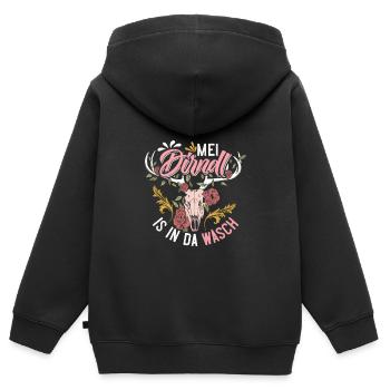 Mein Dirndl is in da Wäsch Bayerisches Dirndl Shir - Kinder Premium Organic Zip Hoodie - Schwarz - Hinten - AI Model Kid Male (0cm)