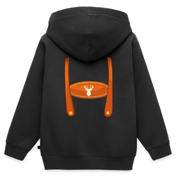 Lederhosn Bayerisches Trachten Shirt Herren - Kinder Premium Organic Zip Hoodie - Schwarz - Hinten - AI Model Kid Male (0cm)