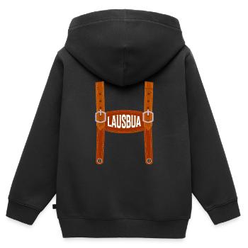 Lausbub Lederhose Shirt Männer - Kinder Premium Organic Zip Hoodie - Schwarz - Hinten - AI Model Kid Male (0cm)