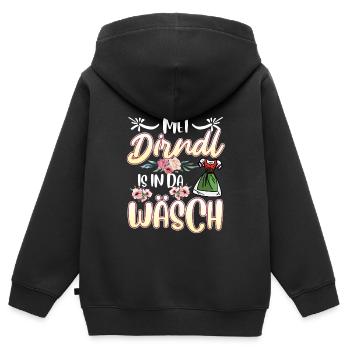 Mein Dirndl is in da Wäsch Bayerisches Dirndl Shir - Kinder Premium Organic Zip Hoodie - Schwarz - Hinten - AI Model Kid Male (0cm)