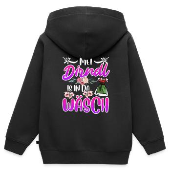 Mein Dirndl is in da Wäsch Bayerisches Dirndl Shir - Sweat Premium à capuche zippé enfant bio - noir - Dos - AI Model Kid Male (0cm)