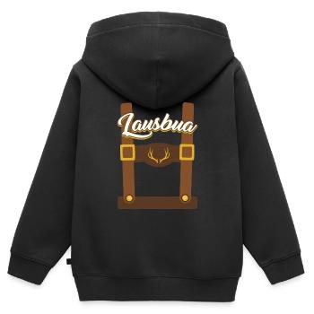 Bayerisches Trachten Shirt Herren Lausbua Bayern - Kinder Premium Organic Zip Hoodie - Schwarz - Hinten - AI Model Kid Male (0cm)