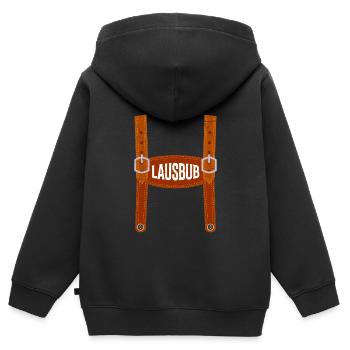 Lausbub Lederhose Shirt Männer - Kinder Premium Organic Zip Hoodie - Schwarz - Hinten - AI Model Kid Male (0cm)