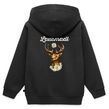 Lausmadl Dirndl Trachten Shirt Frauen Tracht - Kinder Premium Organic Zip Hoodie - Schwarz - Hinten - AI Model Kid Male (0cm)