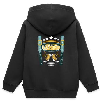 Lederhosen Lausbua Bayerisch Trachten Shirt Herren - Kinder Premium Organic Zip Hoodie - Schwarz - Hinten - AI Model Kid Male (0cm)