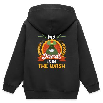Mein Dirndl is in da Wäsch Bayerisches Dirndl Shir - Kinder Premium Organic Zip Hoodie - Schwarz - Hinten - AI Model Kid Male (0cm)