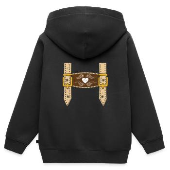 Lederhosen Trachten Shirt Männer Bayerisch - Kinder Premium Organic Zip Hoodie - Schwarz - Hinten - AI Model Kid Male (0cm)