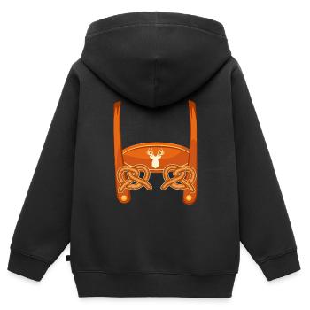 Lederhosn Bayerisches Trachten Shirt Herren - Kinder Premium Organic Zip Hoodie - Schwarz - Hinten - AI Model Kid Male (0cm)