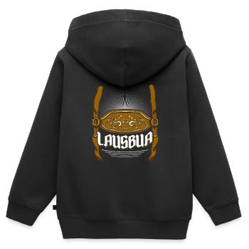 Lederhosen Lausbua Bayerisch Trachten Shirt Herren - Kinder Premium Organic Zip Hoodie - Schwarz - Hinten - AI Model Kid Male (0cm)