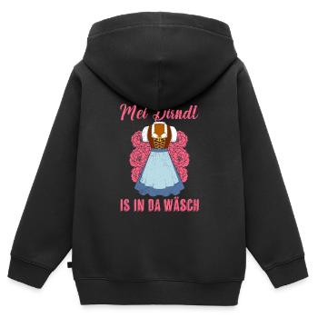 Mein Dirndl is in da Wäsch Bayerisches Dirndl Shir - Kinder Premium Organic Zip Hoodie - Schwarz - Hinten - AI Model Kid Male (0cm)