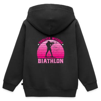 Wintersport Endlich Wieder Biathlon Wettkampf - Kinder Premium Organic Zip Hoodie - Schwarz - Hinten - AI Model Kid Male (0cm)