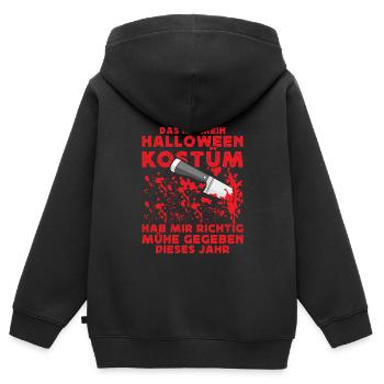 Horror Shirt Das ist mein Halloween Kostüm - Kinder Premium Organic Zip Hoodie - Schwarz - Hinten - AI Model Kid Male (0cm)