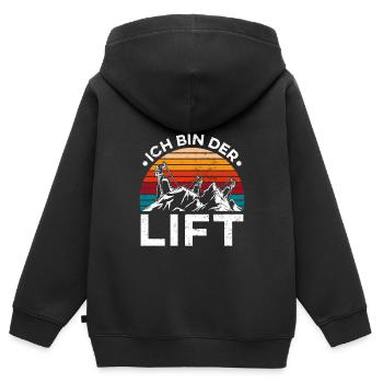 Skibergsteiger Ich bin der Lift Ski Touring - Kinder Premium Organic Zip Hoodie - Schwarz - Hinten - AI Model Kid Male (0cm)