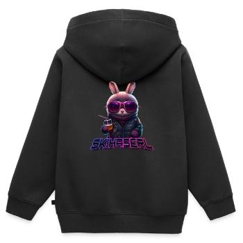 Ski Bunny Ski Bunny Skieur Lapin de ski femme - Sweat Premium à capuche zippé enfant bio - noir - Dos - AI Model Kid Male (0cm)