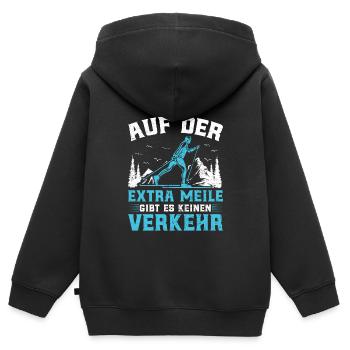Ski Touring Auf der Extra Meile kein Verkehr - Kinder Premium Organic Zip Hoodie - Schwarz - Hinten - AI Model Kid Male (0cm)
