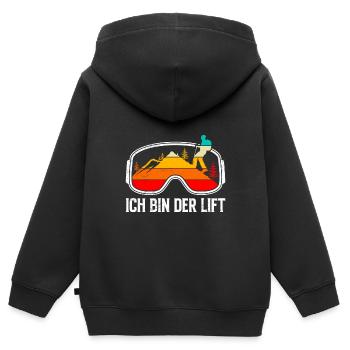 Skibergsteiger Ich bin der Lift Ski Touring - Kinder Premium Organic Zip Hoodie - Schwarz - Hinten - AI Model Kid Male (0cm)